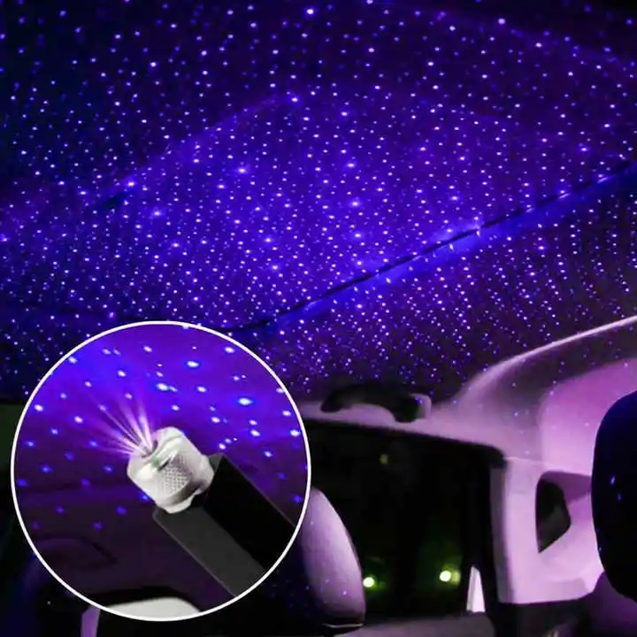 Romantis LED Atap Mobil Cahaya Malam Bintang Proyektor Lampu Galaksi Suasana USB Lampu Ambient untuk Mobil Dekorasi Interior Cahaya