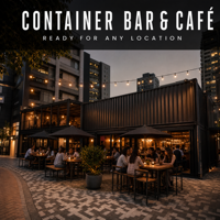 Bar conteneur respirant en structure acier 20ft 40ft, café-restaurant préfabriqué, design industriel extérieur personnalisable