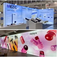 Boîte à lumière LED portable personnalisée, design pop-up, affichage rétroéclairé, toile de fond publicitaire en tissu tendu pour salon professionnel, exposition, murale