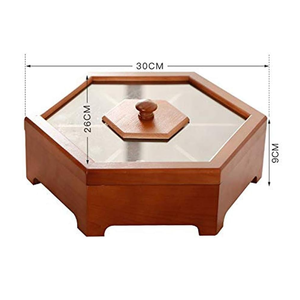 Kotak Penyimpanan Buah Kering Heksagonal Kayu 7 Sekat, Kotak Permen dan Camilan, Diskon Besar - Product Image 2