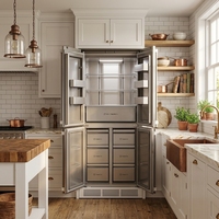 Réfrigérateur encastrable pour porte française 355L, sans givre, en acier inoxydable 304, Grade 1 CE