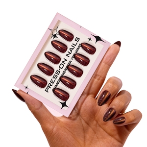 <span class=keywords><strong>Uñas</strong></span> Postizas Color <span class=keywords><strong>Rojo</strong></span> Marrón Ojo de Gato con Brillo Fino y Alto Brillo, Forma Almendrada, Venta al por Mayor, <span class=keywords><strong>Uñas</strong></span> Postizas de Calidad Profesional para Mujer, <span class=keywords><strong>Uñas</strong></span> de Lujo - Product Image 5