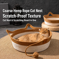 Nouveau Lit pour Chat en Corde de Coton Épaisse Respirant et Résistant à l'Usure, Griffoir Anti-Griffures avec Poignées en Forme d'Oreilles de Chat, Fournitures pour Animaux de Compagnie