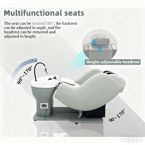 Hochwertiger, langlebiger Salon <span class=keywords><strong>Shampoo</strong></span> Stuhl Fiberglas becken Elektrisch verstellbare Massage Drehen Sie die Liege-Haar waschanlage - Product Image 5
