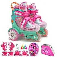 Ensemble de patins à roulettes convertibles pour enfants RS, 3-8 ans, roues lumineuses et équipement de protection avec casque pour garçons et filles, pour l'extérieur