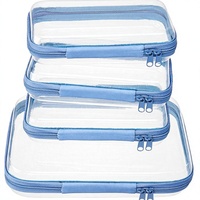 4 pochettes transparentes à fermeture éclair et sacs de voyage en plastique pour couches et cosmétiques (bleu)