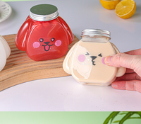 Bouteille de boisson jetable en PET avec motif de chiot de dessin animé mignon, tasse à jus et thé au lait tendance sur internet avec couvercle