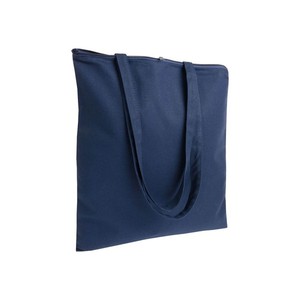 Sac fourre-tout promotionnel en coton épais avec poignées italiennes, fermeture éclair, bleu, usage décontracté - Product Image 1