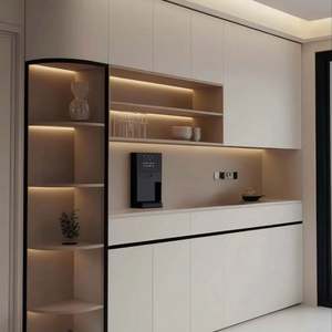 Étagère en bois Bibliothèque murale intégrée Personnalisable Salon Bibliothèque Panneau stratifié Cave à vin Meubles de salon Affichage - Product Image 1