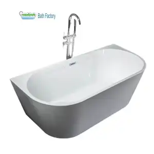 GreenGoods Bath Factory D Shape Wall Against Adult Sizes Freestanding Bathtub