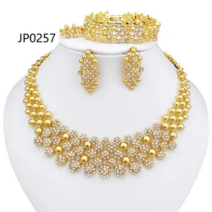 Fine Jewelry Set crystal gold beads design Dubai Royal Collection bridal jewelry necklace set