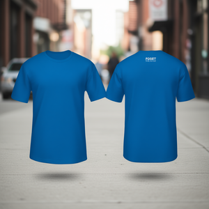 Camiseta de Cuello Redondo Extra Grande para Hombre Foset, Color Azul Sólido, Informal, de Manga Corta, Tejido de Punto, con Logotipo Serigrafiado en la Espalda - Product Image 2