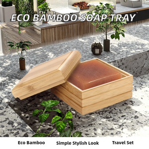 Porte-savon en bambou poli, moderne, personnalisé, avec logo de marque privée, écologique, biodégradable, durable, pour salle de bain et baignoire - Product Image 2