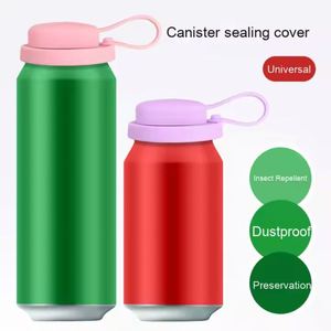 Couvre-boîte en silicone de style moderne avec trou pour paille, poignée de transport, étanche, anti-poussière, jetable, pour canettes de soda et de boissons - Product Image 4