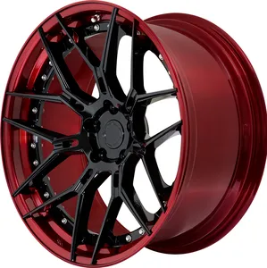 Custom forged wheels 5x120 5x112 5x114.3 passenger car concave wheels red for BMW benz