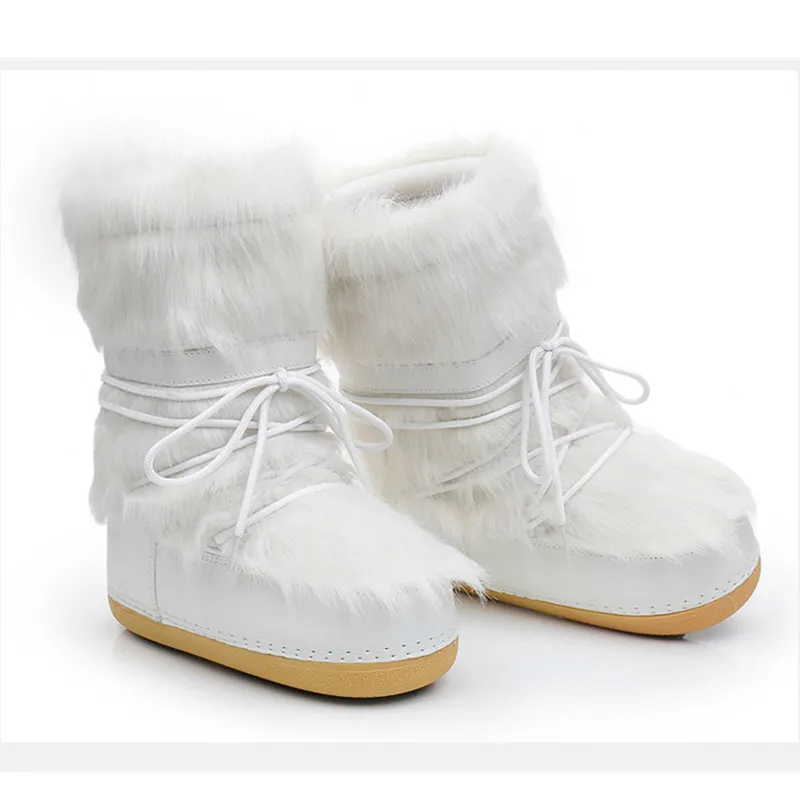 Hete Verkoop Waterdichte Pluizige Bont Winter Sneeuw Warme Verwijderbare Voering Laarzen Voor Vrouwen