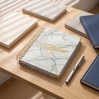 Carnet de notes personnalisé 8 1/2 x 11 avec couverture rigide, agenda, organisateur, carnet de notes, bloc-notes, cahier avec spirale dorée