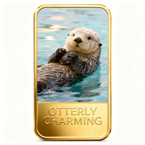Lingotes Conmemorativos Personalizados con Impresión UV, Tema Animal, Bañados en Oro, Diseño <span class=keywords><strong>de</strong></span> Nutria con Concha, Pedido al por Mayor - Product Image 4