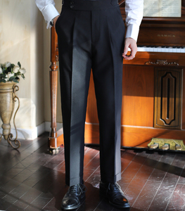 بدلة زفاف رجالية سوداء بصدر واحد وياقة شال ضيقة مكونة من قطعتين للعرسان - Product Image 5