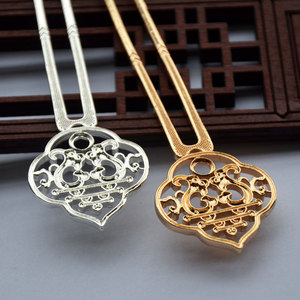 Épingle à cheveux en cuivre, corps de 128mm, style Ruyi, design de la dynastie Ming, plaqué or et argent, accessoire de bricolage qui conserve la couleur - Product Image 1