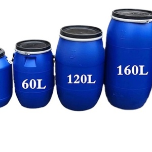 Contenedor de Plástico Redondo HDPE de 25L-200L, Azul, Moldeado por Soplado, con Tapa Abierta y Anillo de Hierro - Product Image 3