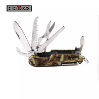 15-in-1 Multifunktions-Taschenmesser mit Camouflage-Herbstblatt-Griff aus Edelstahl, inklusive Schere, Säge, Korkenzieher, Schraubendreher, EDC für Camping