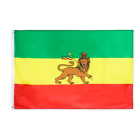 Großhandel Bedruckte Polyester-Flagge 3x5 Fuß Kaiserreich Äthiopien Äthiopische Grün-Gelb-Rote Flagge mit Löwe Siebdruck