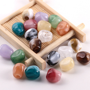 Perles en acrylique marbrées irrégulières à grand trou 14x13mm en gros pour bracelets DIY, chaînes de téléphone, accessoires de tissage de sacs RT0398 - Product Image 2