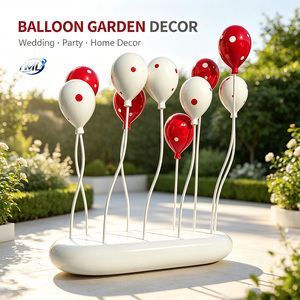 Sculpture Moderne en Fibre de Verre en Forme de Ballon, Installation Artistique Abstraite en Résine, Décoration Rouge et Blanche pour Jardin, Mariage, Fête - Product Image 5