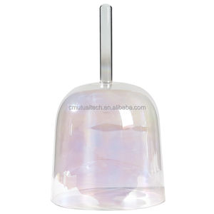 Bol chantant en cristal de quartz clair avec poignée, de grande taille, de conception originale, pour la thérapie quantique et le yoga - Product Image 1