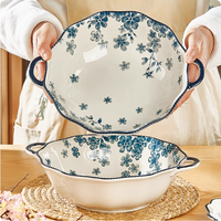 Ensemble de bols et d'assiettes en porcelaine de haute qualité pour un usage domestique - Bols à riz, nouilles, légumes, poissons, grandes casseroles à soupe, compatibles lave-vaisselle et micro-ondes