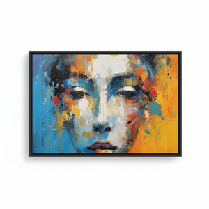 Bold Abstract Female Portrait <b>Canvas</b> Vibrant Modern Print Art,BLACK <b>FRAMED</b> <b>CANVAS</b> - Product Image 2