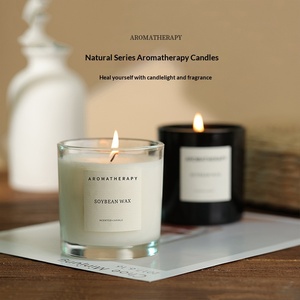 Bougie parfumée en cire de soja sans fumée - Parfum longue durée pour chambres et salles de bain ; Arôme infusé aux huiles essentielles, semi-fait main - Product Image 2