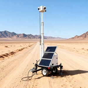 Remorque de surveillance <span class=keywords><strong>solaire</strong></span> tout-en-un avec mât de 6 m pour les chantiers de construction et les parkings - Product Image 2