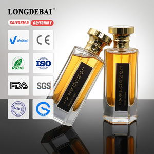 Botella <span class=keywords><strong>de</strong></span> Perfume Rectangular Transparente <span class=keywords><strong>de</strong></span> Lujo Personalizada, 30ml 50ml 100ml, Botella <span class=keywords><strong>de</strong></span> Vidrio Vacía con Tapa Dorada y Caja - Product Image 2