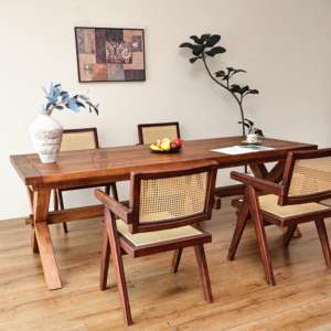 Mesa Larga de Teca Vintage, Estilo Retro del Sudeste Asiático, Mesa de Comedor Rectangular, Madera Sólida Ecológica Hecha a Mano para Hotel, Villa o Hostal - Product Image 2