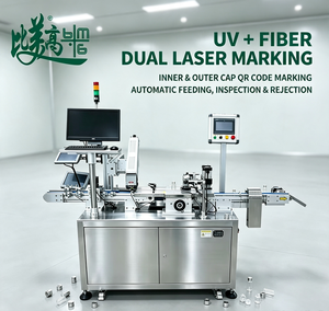 Système de production automatique de codage laser de bouchons avec alimentateur vibrant, inspection visuelle multicaméras et vérification des codes QR - Product Image 1