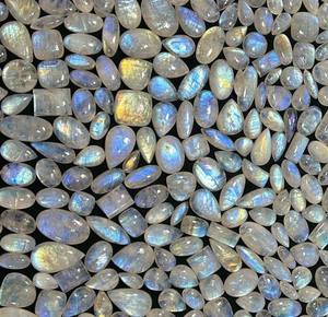 Piedra de Luna Arcoíris Natural de Alta Calidad AAA+, Cabujón Azul, Gema Suelta para Joyería, Lote de Gemas Hechas a Mano con Reverso Plano - Product Image 5