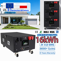 Stock Local UE DDP Batterie LiFePO4 Empilable 51.2V 314Ah 16kWh avec BMS JK V19 et Roues Chauffantes pour Stockage Solaire Résidentiel