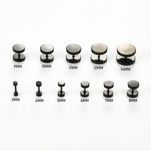 1 Par de Pendientes de Barra de Acero Inoxidable para Hombre y Mujer, 3-14 mm, Plateados, Dorados, Negros, Pendientes de Piercing, Joyería Punk Hip Hop - Product Image 2
