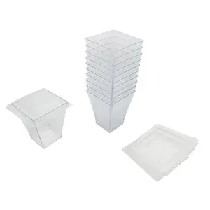 Plastic Disposable Cups Disposable Round Square Plastic Dessert Shot Cups Heavy Duty Plastic Pudding Cups With Lids