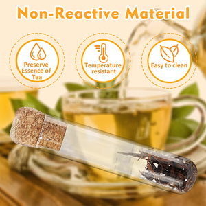 透明ホウケイ酸ガラススロットデザイン輸液シリンダー茶インフューザーブリューワーコルクストッパー付き - Product Image 2