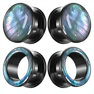 BOKABOO 2 paires de plugs et tunnels d'<span class=keywords><strong>oreille</strong></span> en <span class=keywords><strong>acier</strong></span> inoxydable avec perles noires, 1/2 pouce, unisexe, bijoux d'agrandissement d'<span class=keywords><strong>oreille</strong></span> en <span class=keywords><strong>acier</strong></span> <span class=keywords><strong>chirurgical</strong></span> - Product Image 3