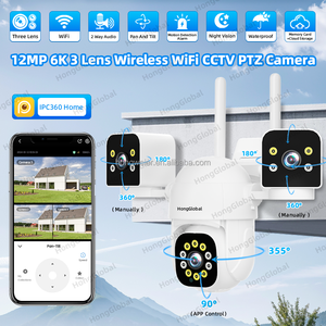 Hongglobal <span class=keywords><strong>12MP</strong></span> 6K 3 ống kính <span class=keywords><strong>IP</strong></span> Mạng Ngoài trời an ninh thông minh Video <span class=keywords><strong>Camera</strong></span> IPC360 nhà PTZ <span class=keywords><strong>HD</strong></span> không dây 360 nhà surveil CCTV <span class=keywords><strong>Camera</strong></span> - Product Image 2