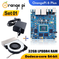 Orange Pi 6 Plus 32 Go + Alimentation Type-C 20V5A Carte de développement CIX CD8180/CD8160 SoC 2x M.2 KEY-M 45 TOPS avec dissipateur thermique