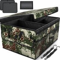 Organisateur de coffre de voiture extensible haut de gamme, grande boîte de rangement pour coffre avec séparateurs et couvercle, organisateur de rangement antidérapant