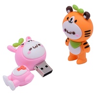 2023 USB 2,0 Flash Drive 64GB 32GB 16GB 8GB 4GB animales de dibujos animados Pen Drive silicona Memory Stick regalo gratis llavero Pendrive