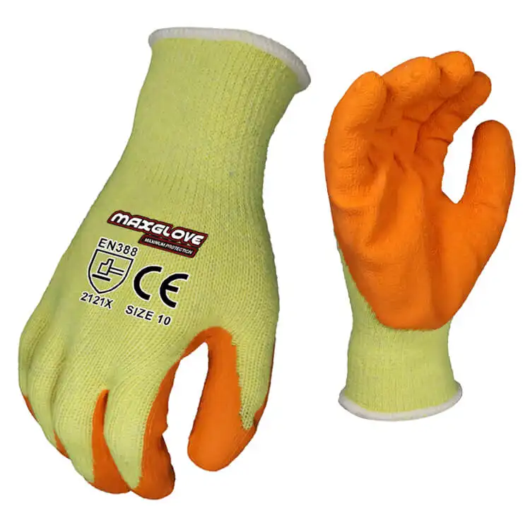 MaxiPact Sparsame Sicherheit von Latex-Crinkle-Konstruktion handschuhen aus Baumwolle