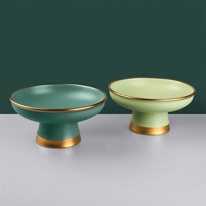 Di Lusso Nordic Piatto Da Dessert In Ceramica Rotonda Bordo In Oro Porcellana Torta Vassoio di Snack di Frutta Piatto da Portata Della Caramella Piatto Ristorante - Product Image 3