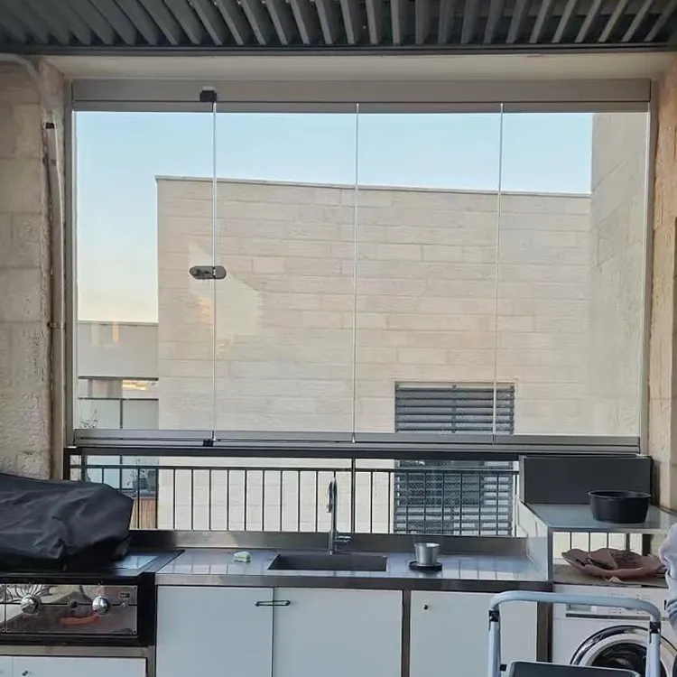 Benutzer definierte Französisch Glas Fenster und Türen Zubehör Falt schiebe Aluminium Fenster Stapel Akkordeon Terrasse Balkon Tür Trennwand